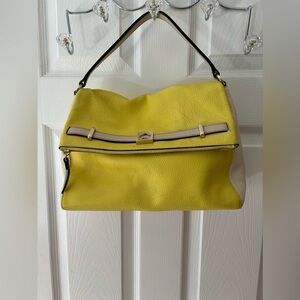 Kate Spade pebble leather handbag, yellow and tan
